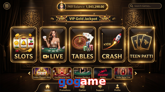 Main screen of Gogame casino page for PK players
